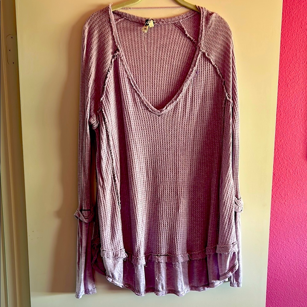 Free People Purple Waffle Knit Tunic we the free
